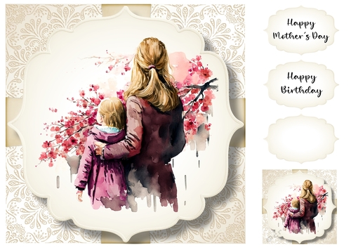Simple Watercolour Mother & Daughter 1