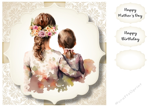 Simple Watercolour Mother & Daughter 2