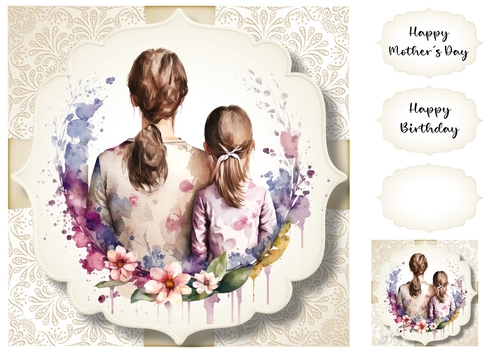 Simple Watercolour Mother & Daughter 3