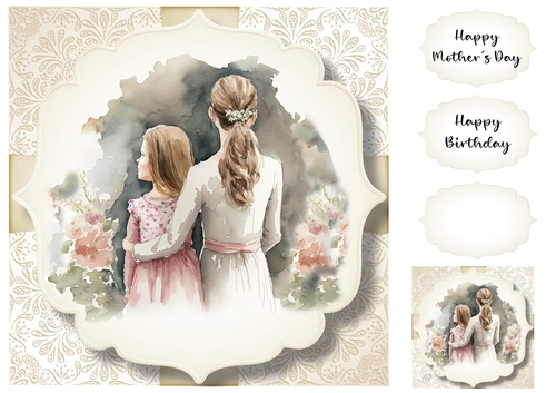 Simple Watercolour Mother & Daughter 5