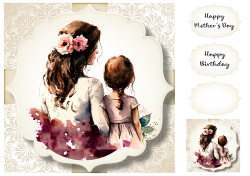 Simple Watercolour Mother & Daughter 6