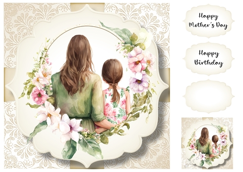 Simple Watercolour Mother & Daughter 7