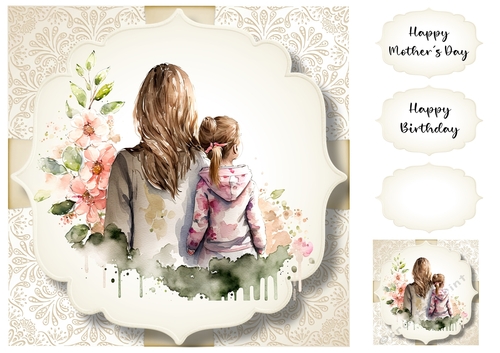 Simple Watercolour Mother & Daughter 8