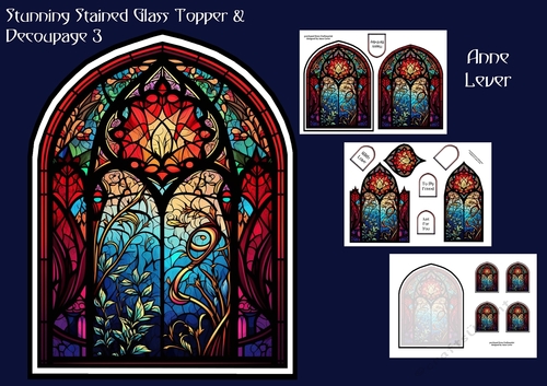 Stunning Shaped Stained Glass Topper & Decoupage 3