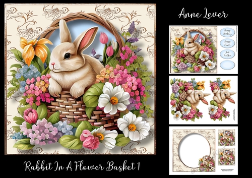 Rabbit In A Flower Basket 1