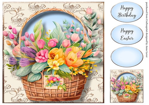 Beautiful Flower Basket 3 8x8