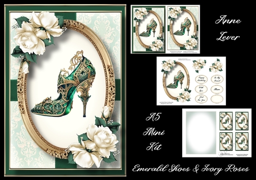 Emerald Shoe & Ivory Roses