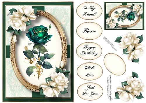 Emerald Rose & Ivory Roses A5