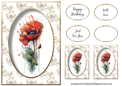 Simple A5 Poppy - Watercolour Art