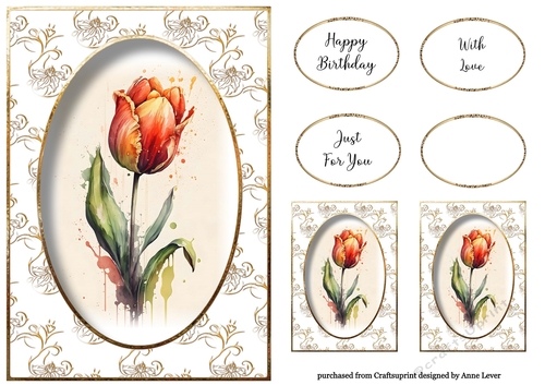 Simple A5 Tulip - Watercolour Art