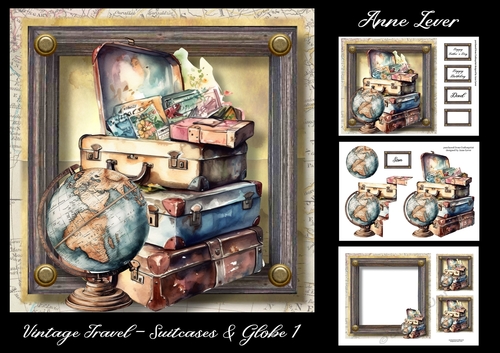 Vintage Travel - Suitcases & Globe 1
