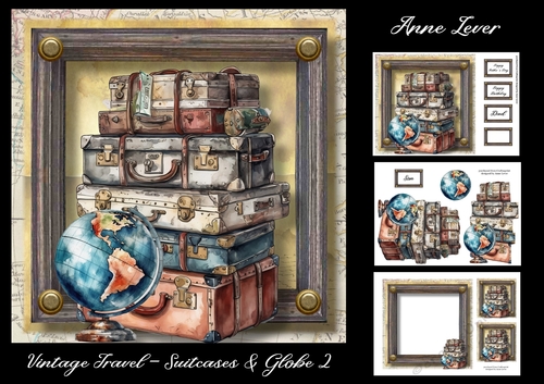 Vintage Travel - Suitcases & Globe 2