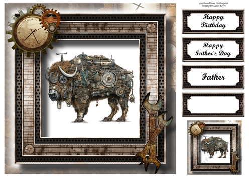 Steampunk Animals - Bison 8x8