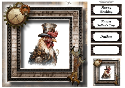Steampunk Animals - Cockerel 8x8