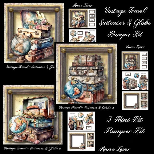 Vintage Travel Suitcases & Globe Bumper Kit