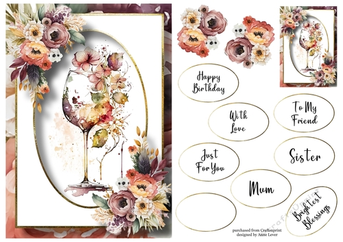 Wine Glass & Flowers 1 A5