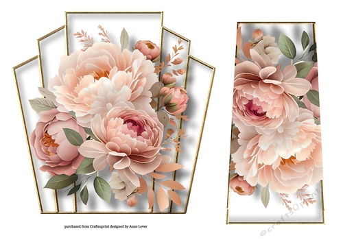 7x7 Art Deco Watercolour Bouquet - Blush & Rose Gold
