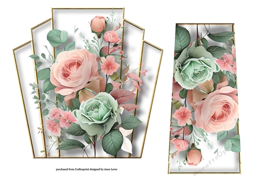 7x7 Art Deco Watercolour Bouquet - Mint & Soft Pink