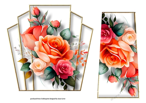 7x7 Art Deco Watercolour Bouquet - Orange & Pink