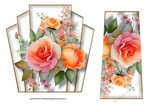 7x7 Art Deco Watercolour Bouquet - Pink & Apricot
