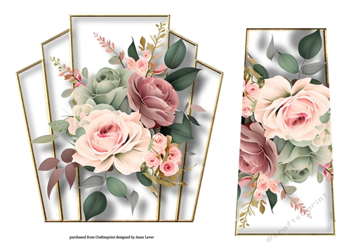 7x7 Art Deco Watercolour Bouquet - Pink & Green
