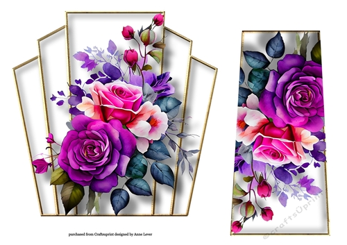 7x7 Art Deco Watercolour Bouquet - Pink & Lilac