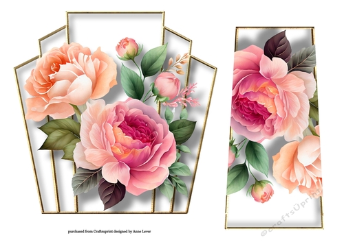 7x7 Art Deco Watercolour Bouquet - Pink & Peach