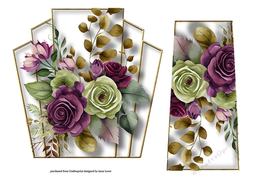 7x7 Art Deco Watercolour Bouquet - Plum & Olive
