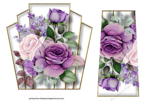 7x7 Art Deco Watercolour Bouquet - Purple Flowers