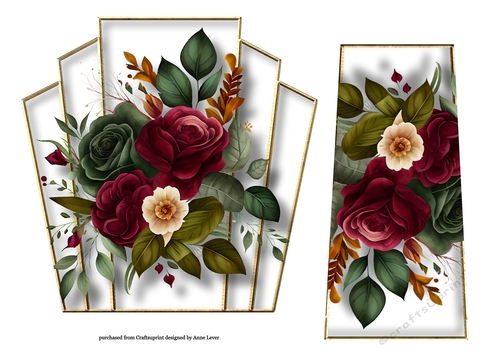 7x7 Art Deco Watercolour Bouquet - Red & Green
