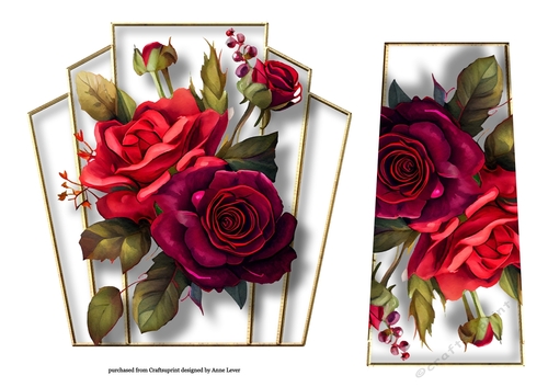 7x7 Art Deco Watercolour Bouquet - Red Ruby