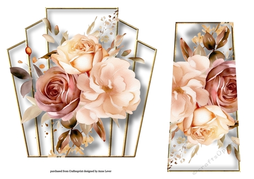 7x7 Art Deco Watercolour Bouquet - Rose Gold & Beige