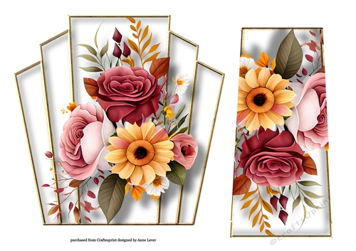 7x7 Art Deco Watercolour Bouquet - Rose Pink & Yellow