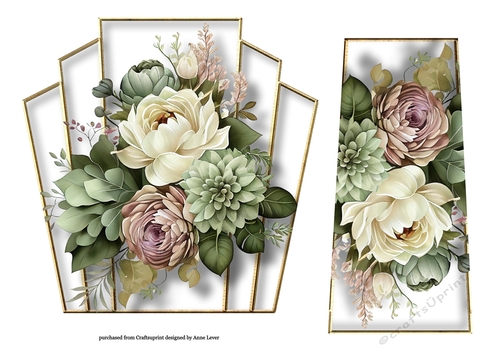 7x7 Art Deco Watercolour Bouquet - Sage Green