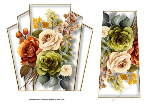 7x7 Art Deco Watercolour Bouquet - Sienna & Green