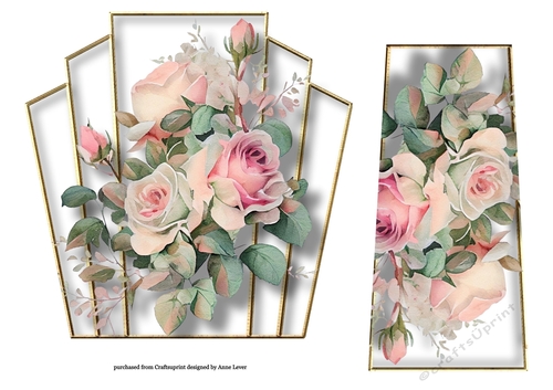 7x7 Art Deco Watercolour Bouquet - Vintage Pink Roses