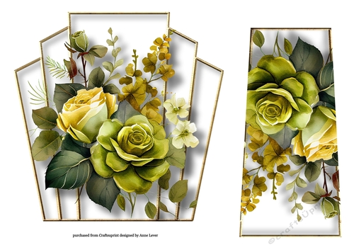 7x7 Art Deco Watercolour Bouquet - Yellow & Olive