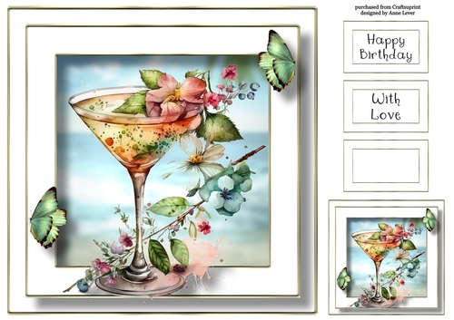 Tropical Cocktail 1 (no flower corners) 8x8