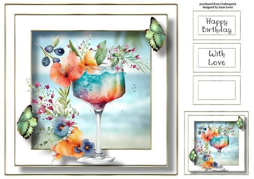 Tropical Cocktail 3 (no flower corners) 8x8