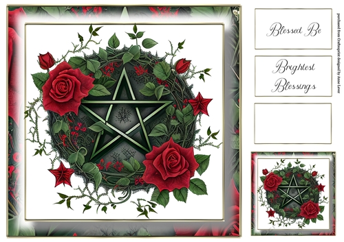 Simple Pentagram Floral Wreath 1