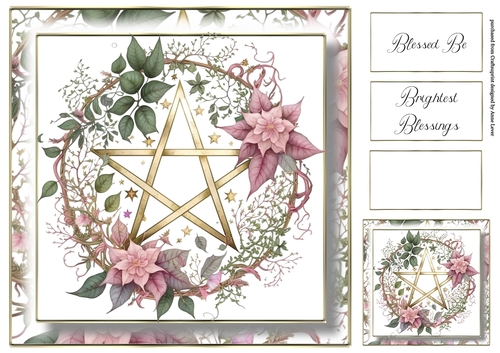 Simple Pentagram Floral Wreath 2