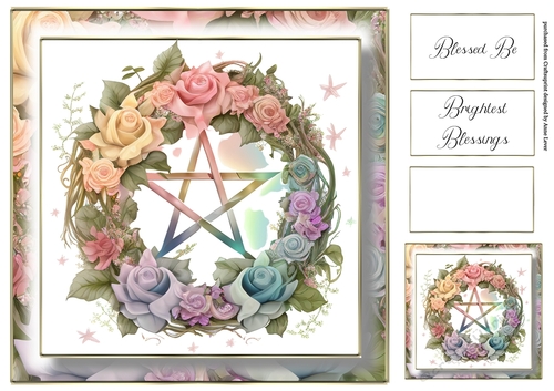 Simple Pentagram Floral Wreath 3