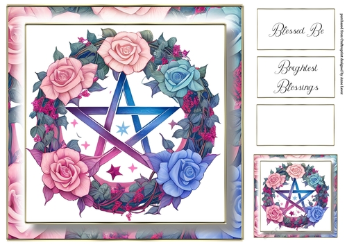 Simple Pentagram Floral Wreath 4