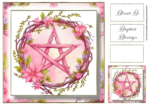 Simple Pentagram Floral Wreath 5