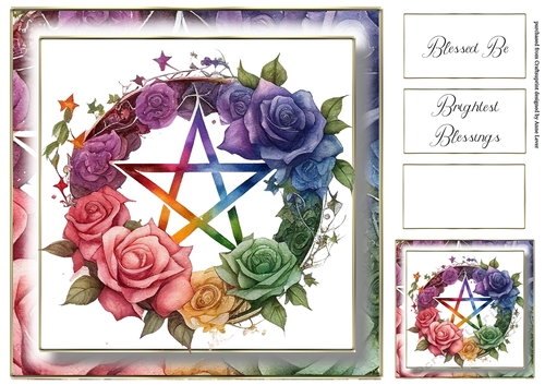Simple Pentagram Floral Wreath 7