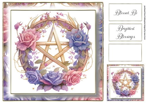 Simple Pentagram Floral Wreath 8