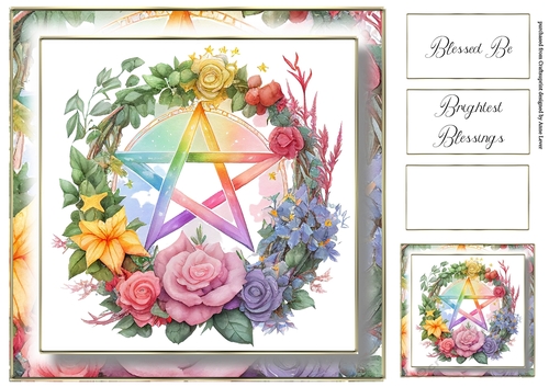Simple Pentagram Floral Wreath 9