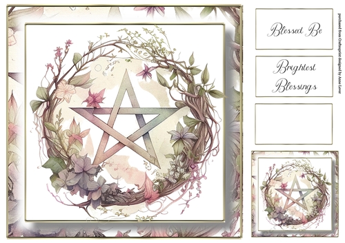 Simple Pentagram Floral Wreath 11