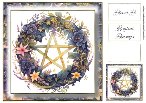 Simple Pentagram Floral Wreath 13