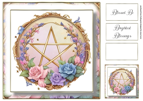 Simple Pentagram Floral Wreath 14